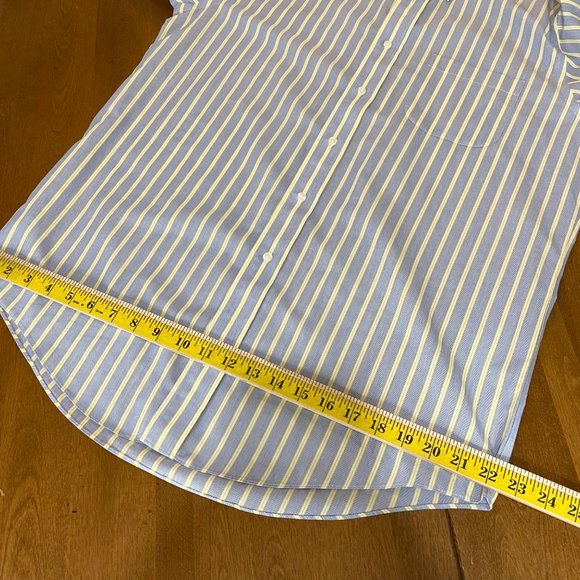 Brooks Brothers 346 Blue Yellow Striped Button Down Cotton Shirt 15½-2/3 - Picture 6 of 8